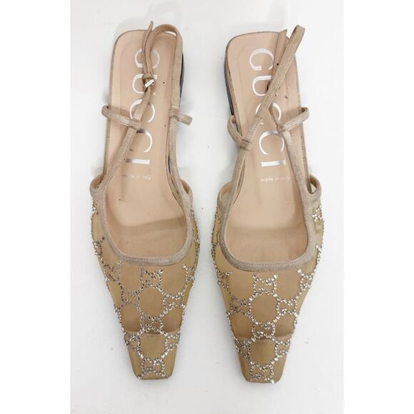 GUCCI Demi Crystal GG Slingback Ballerina Flats size 39 - Picture 3 of 12